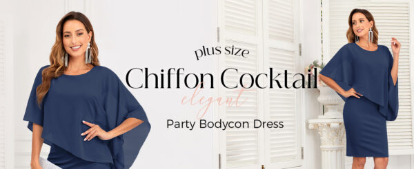 Women's Sleeveless Cape Dress with Chiffon Overlay - Image 2