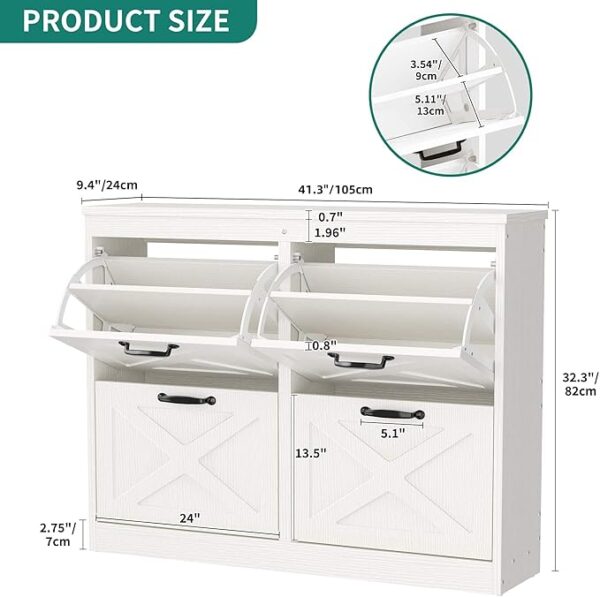 Shoe Cabinet with 4 Flip Drawers - Image 3