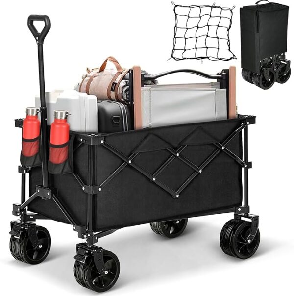 Heavy Duty Utility Wagons Carts with Big Wheels and Brakes Portable for Outdoor Sand Beach Shopping