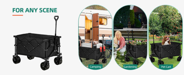 Heavy Duty Utility Wagons Carts with Big Wheels and Brakes Portable for Outdoor Sand Beach Shopping - Image 7