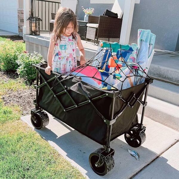 Heavy Duty Utility Wagons Carts with Big Wheels and Brakes Portable for Outdoor Sand Beach Shopping - Image 5