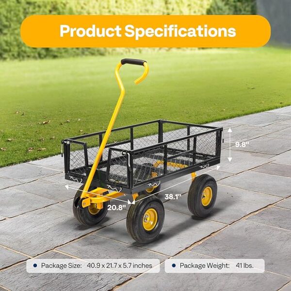 Garden Cart Folding Utility Wagon with Removable Sides - Image 4