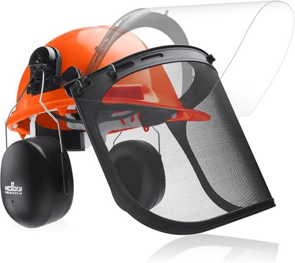 Helmet with Face Shield and Ear Muffs